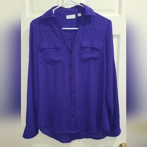 New York & Company Women's Button-Down Shirt in Vibrant Purple
